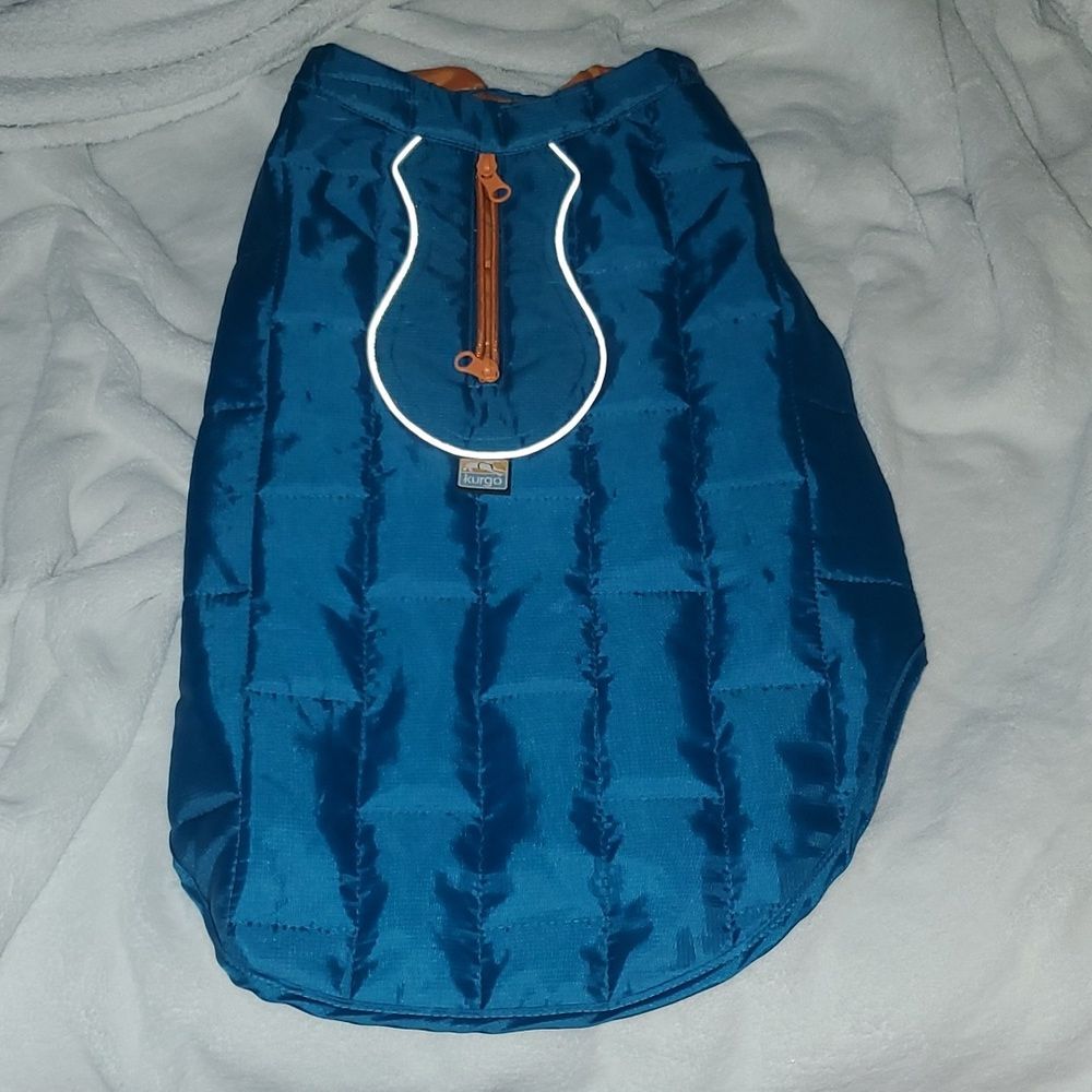 KURGO Aqua Turquoise & Orange Quilted Dog Jacket / Coat M   Insulated reversible